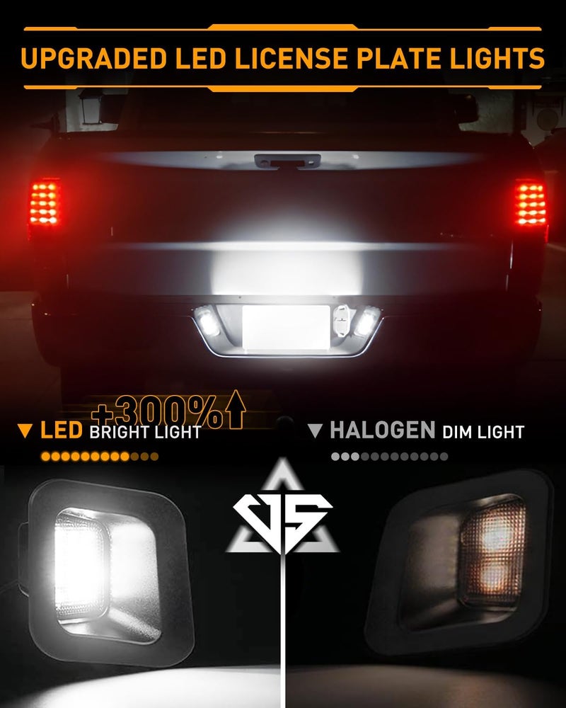 LESAUCE Full LED Clear Lens License Plate Light For 2003-2018 Dodge RAM 1500 2500 3500 Pickup Truck, 6000K Cool White, Tag Lamp Assembly Replacement，2PCS - Image 2
